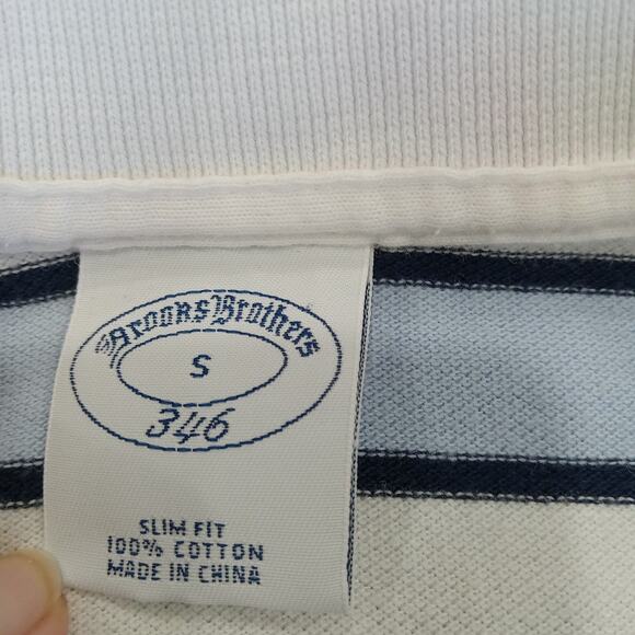 Men’s Brooks Brothers Stripe polo style shirt size large 346 short sleeve cotton - Picture 5 of 11